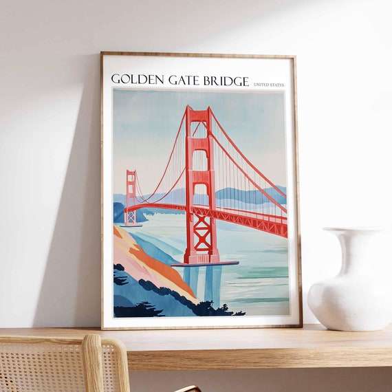 Golden Gate Bridge Poster Golden Gate Bridge Travel Print San Francisco Poster San Francisco Print Usa Travel Print