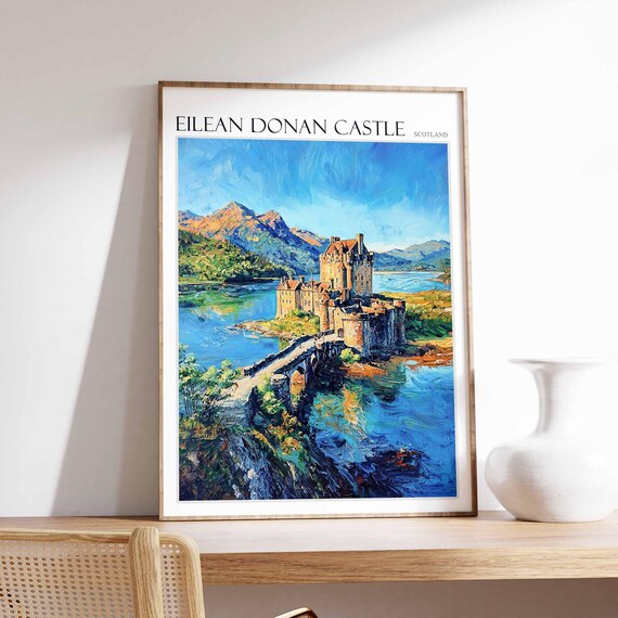 Eilean Donan Castle Poster Eilean Donan Castle Travel Print Scotland Travel Poster Tropical Decor United Kingdom Travel Print