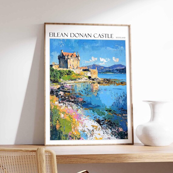 Eilean Donan Castle Poster Eilean Donan Castle Travel Print Scotland Travel Poster Tropical Decor United Kingdom Travel Print