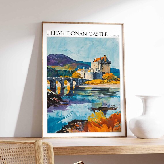 Eilean Donan Castle Poster Eilean Donan Castle Travel Print Scotland Travel Poster Tropical Decor United Kingdom Travel Print