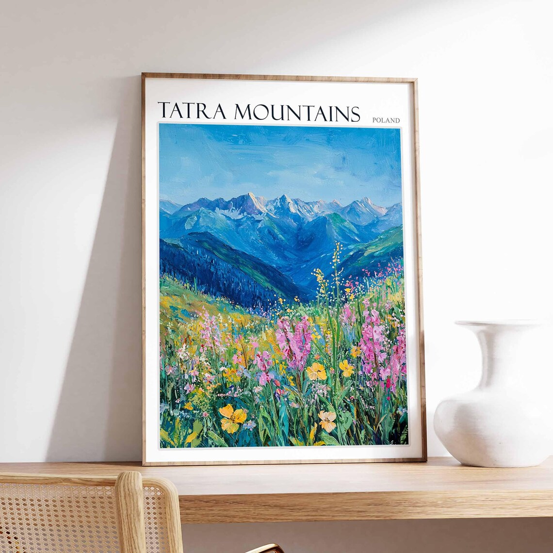 Tatra Mountains Poland Wildflowers Alpine Painted Travel Poster