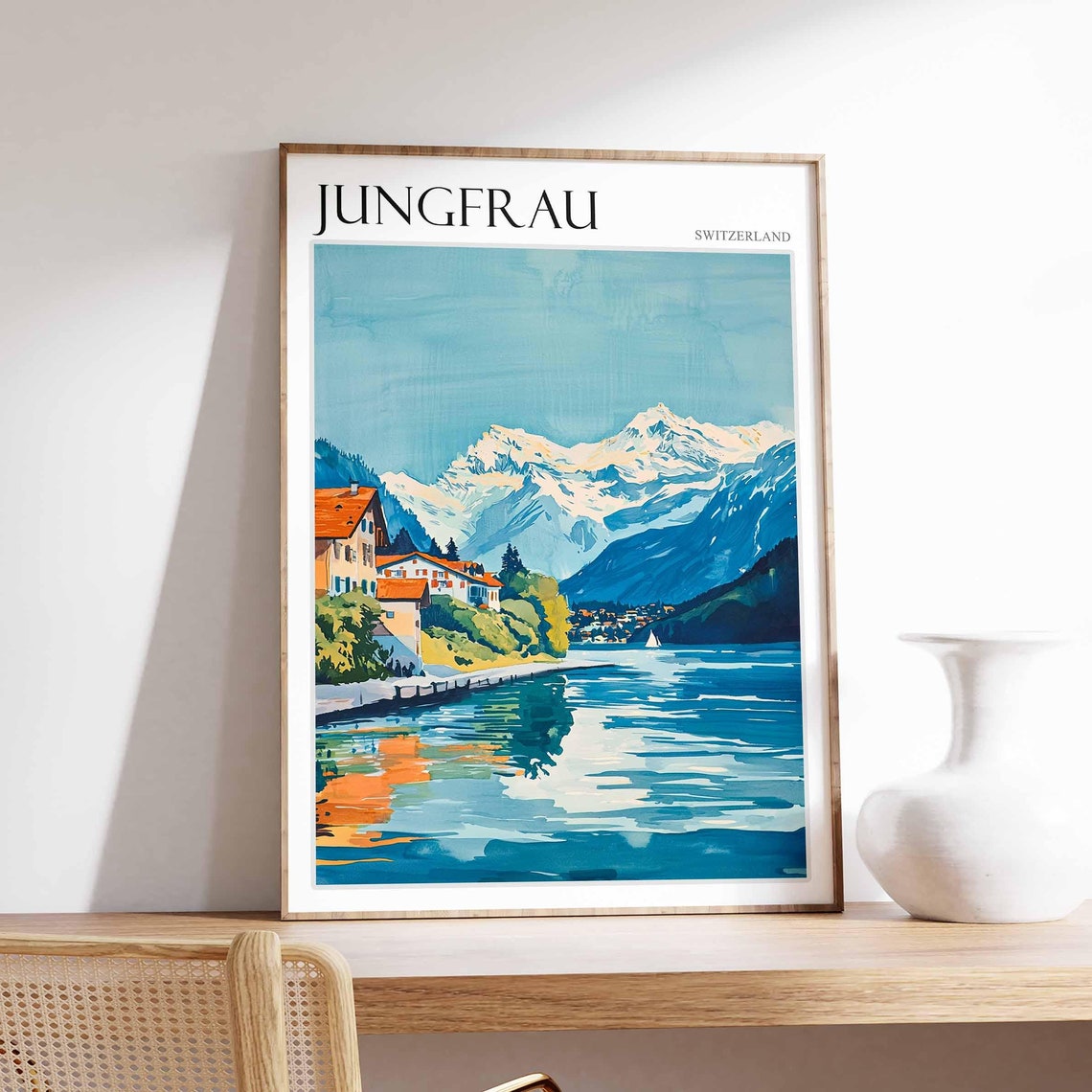 Jungfrau Poster Switzerland Travel Print Swiss Decor Europe Travel Poster European Wall Art Jungfrau Gift Jungfrau Travel Poster