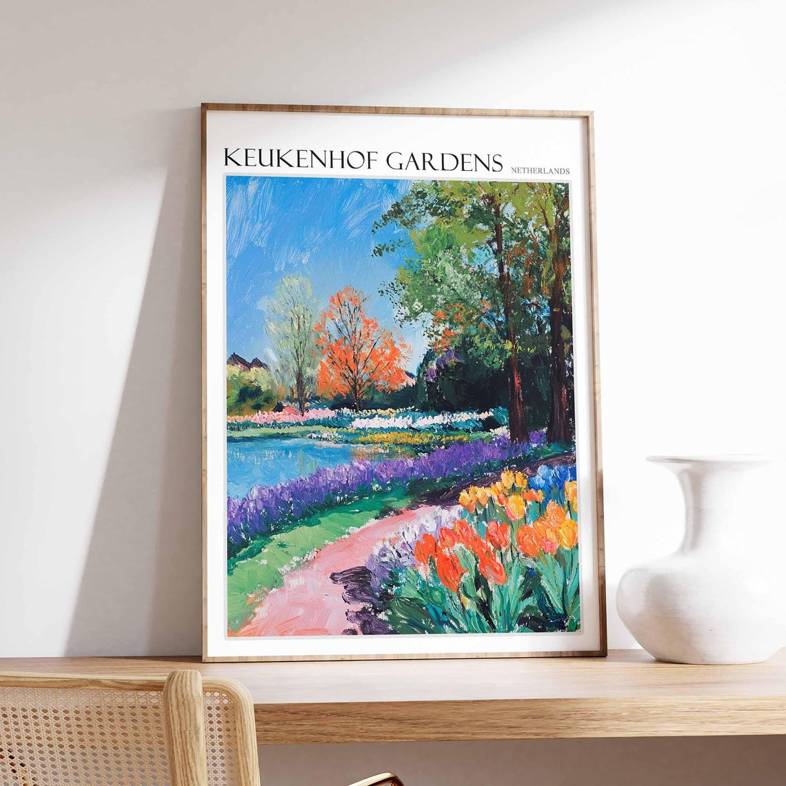 Keukenhof Gardens Poster Keukenhof Gardens Travel Print Netherlands Travel Poster Botanical Decor European Travel Print