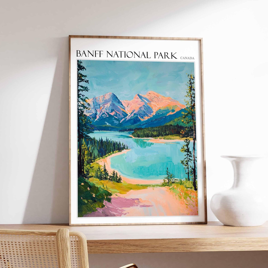 Banff National Park Canada Sunset Over Turquoise Lake Landscape Poster