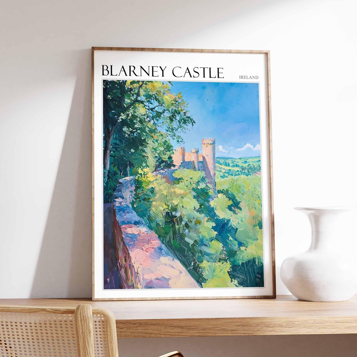 Blarney Castle Ireland Riverside Path to Castle Wall Scene Poster