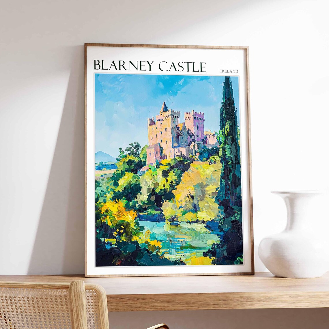 Blarney Castle Ireland Towers Above Green Woodland Scenic Poster