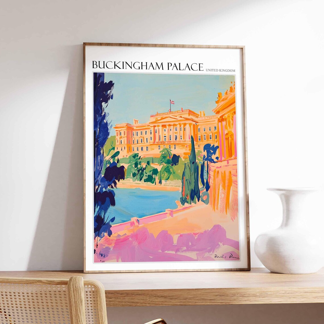 Buckingham Palace Gardens Fountain Painterly Colorful Art Poster