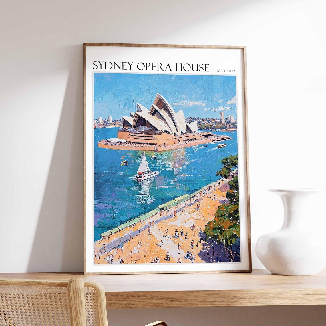 Sydney Opera House Australia Impressionist Sailboat Harbour Poster