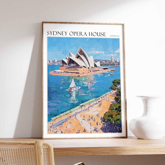 Sydney Opera House Australia Impressionist Sailboat Harbour Poster