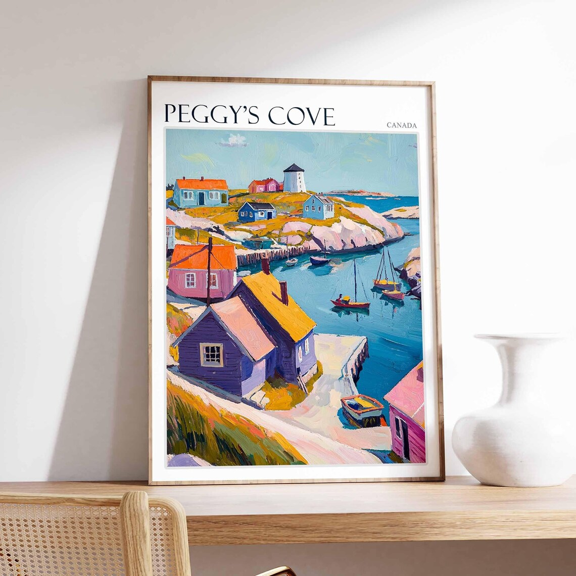 Peggy's Cove Canada Lighthouse Point and Colourful Village Poster
