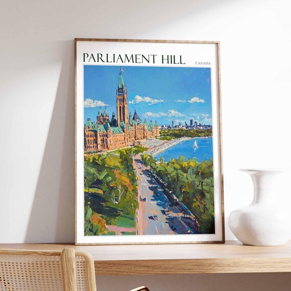Parliament Hill Poster Parliament Hill Travel Print Tropical Decor City Wall Art Canadian Decor Canada Travel Print Canada Gift