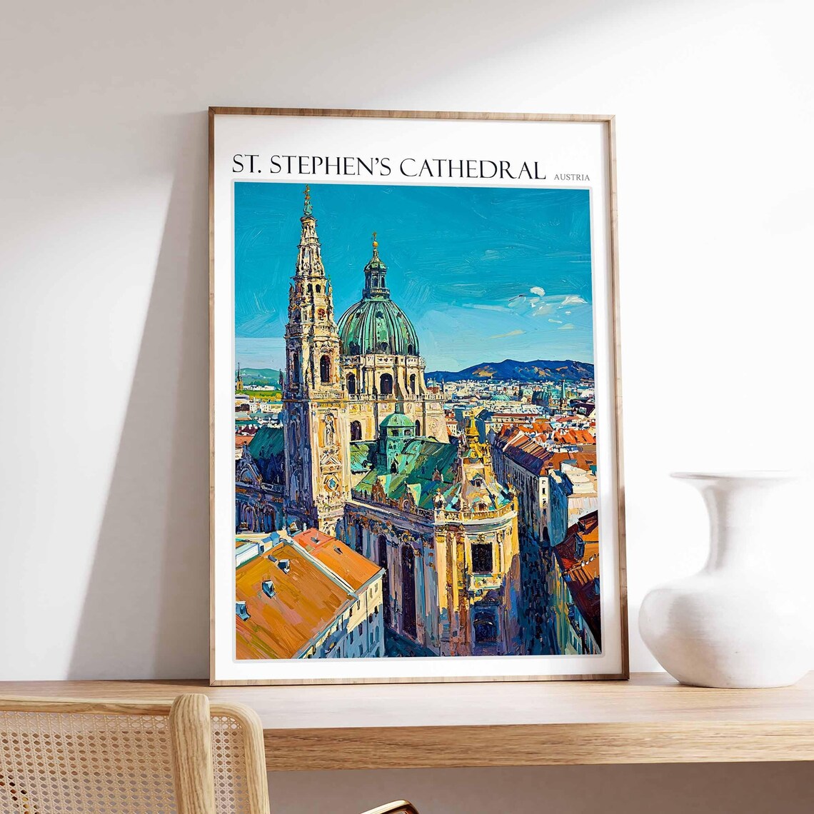 St. Stephen's Cathedral Austria Dome Spire Rooftops Travel Poster