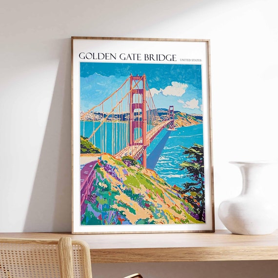 Golden Gate Bridge Poster Golden Gate Bridge Travel Print San Francisco Poster San Francisco Print Usa Travel Print