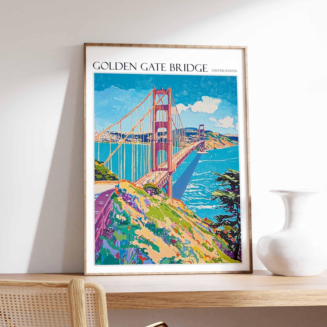 Golden Gate Bridge San Francisco Bay Painted Landmark Poster