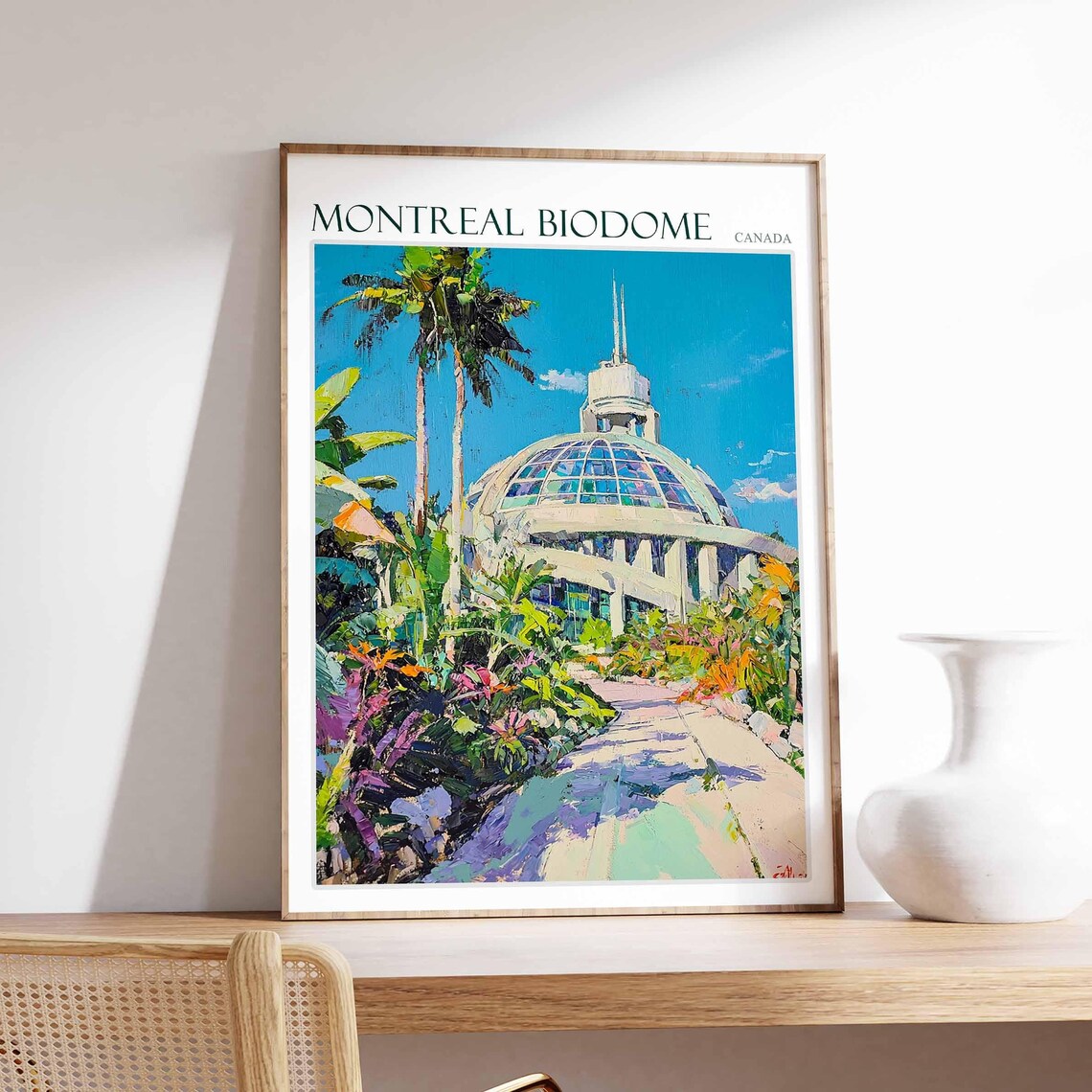 Montreal Biodome Canada Glass Dome Facade with Palms Travel Poster