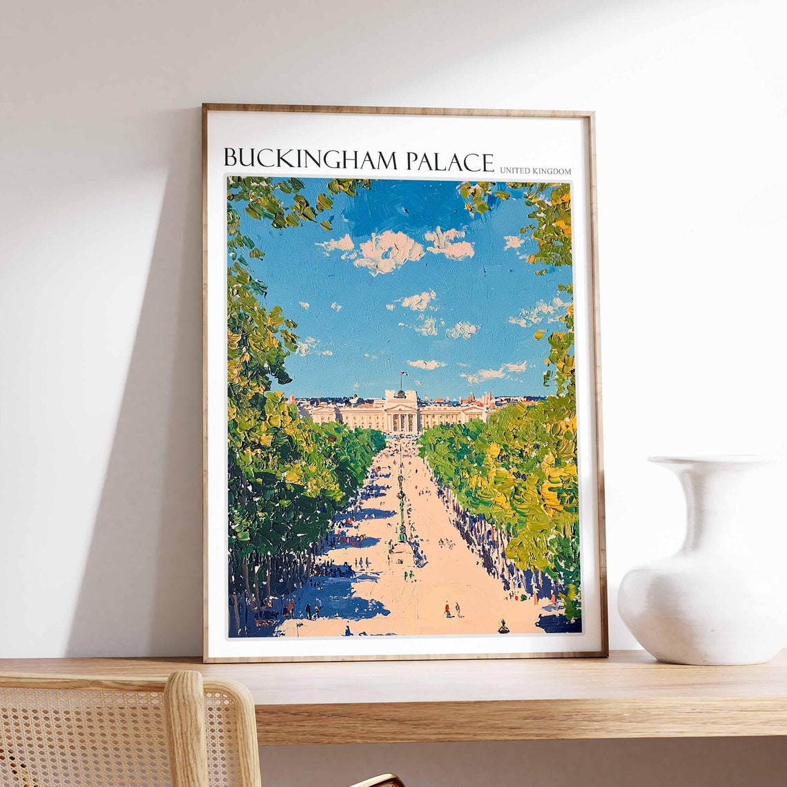 Buckingham Palace Poster England Travel Print British Decor United Kingdom Travel Poster City Print Buckingham Palace Travel Poster