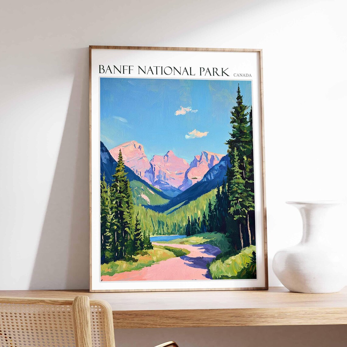 Banff National Park Canada Pine Trail to Pink Mountain Lake Poster