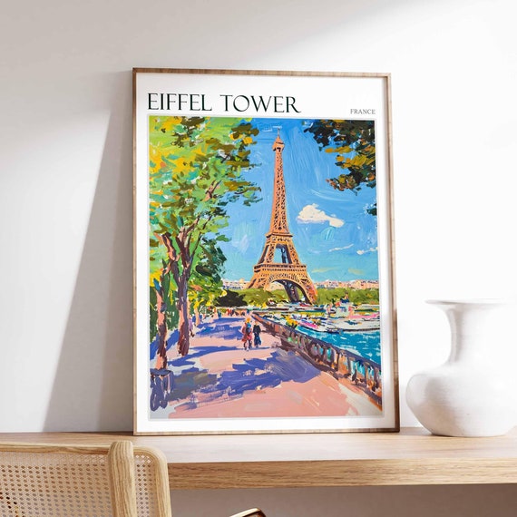 Eiffel Tower Poster Eiffel Tower Travel Print France Wall Art French Travel Print European Decor Paris Gift Paris Travel Poster