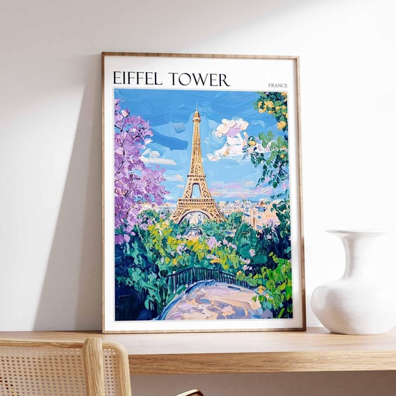 Eiffel Tower Poster Eiffel Tower Travel Print France Wall Art French Travel Print European Decor Paris Gift Paris Travel Poster
