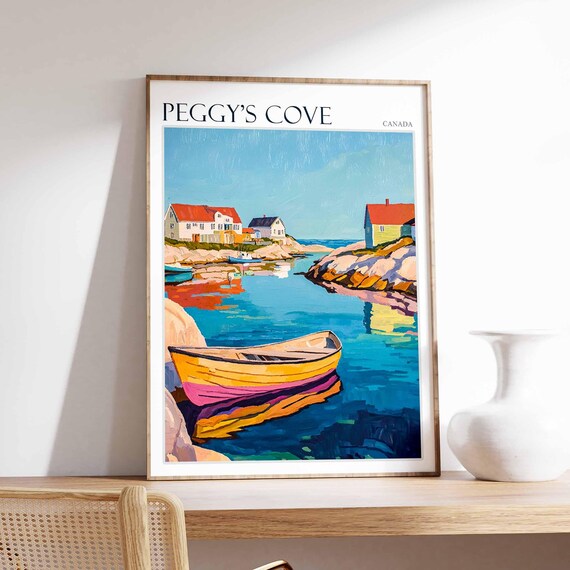 Peggys Cove Poster Peggys Cove Travel Print Tropical Decor Coastal Art Canadian Decor Canada Travel Print Canada Gift