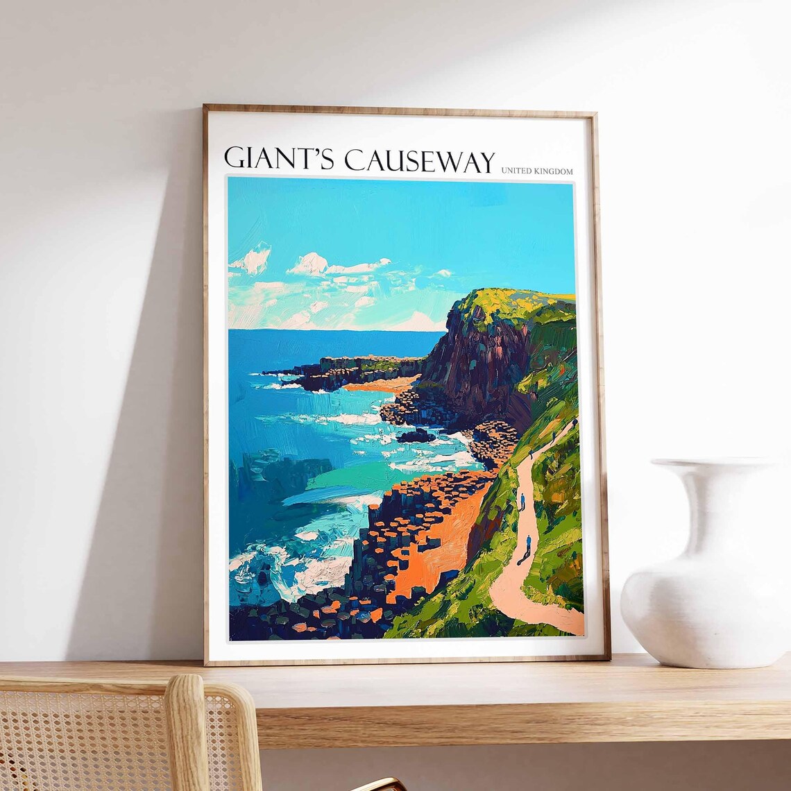 Giants Causeway United Kingdom Cliff Path Ocean View Scenic Art Poster
