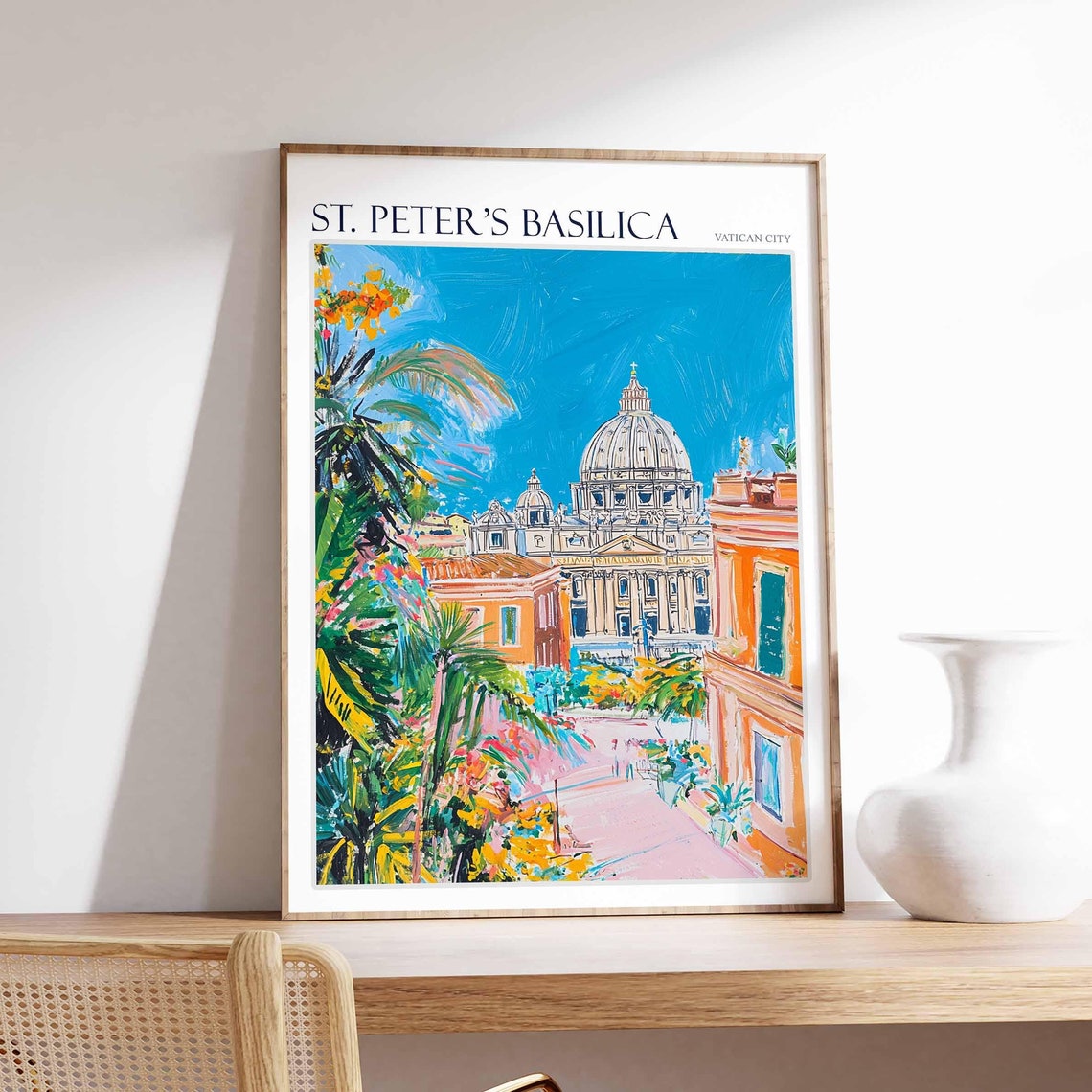 Stpeters Basilica Poster Stpeters Basilica Travel Print Italy Wall Art Italian Travel Print Italian Gift Vatican City Wall Art