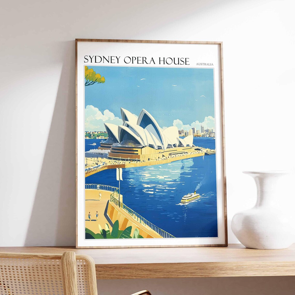 Sydney Opera House Australia Aerial Harbor Ferry Boats City View Poster