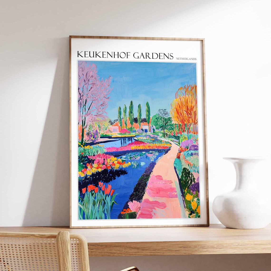 Keukenhof Gardens Poster Keukenhof Gardens Travel Print Netherlands Travel Poster Botanical Decor European Travel Print