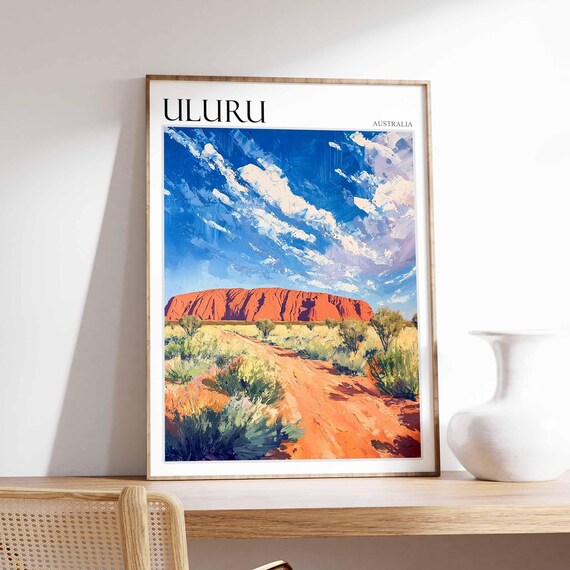 Uluru Australia Dramatic Cloudscape Sky Outback Scenic Travel Poster