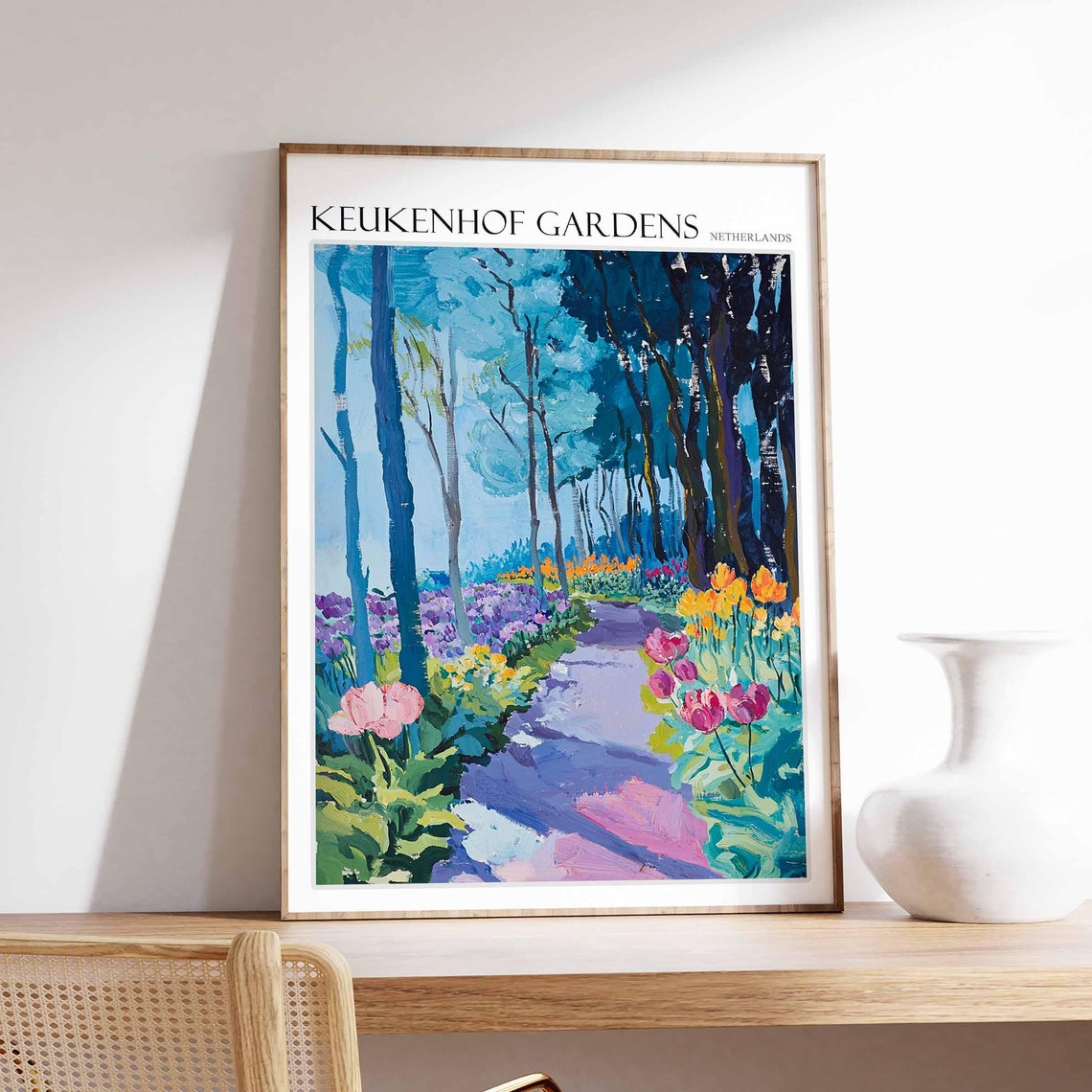 Keukenhof Gardens Poster Keukenhof Gardens Travel Print Netherlands Travel Poster Botanical Decor European Travel Print