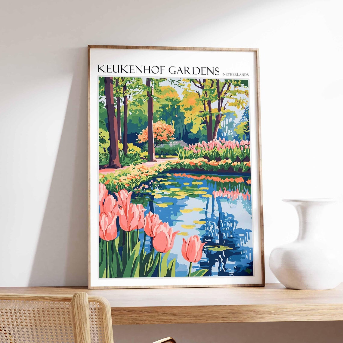 Keukenhof Gardens Poster Keukenhof Gardens Travel Print Netherlands Travel Poster Botanical Decor European Travel Print