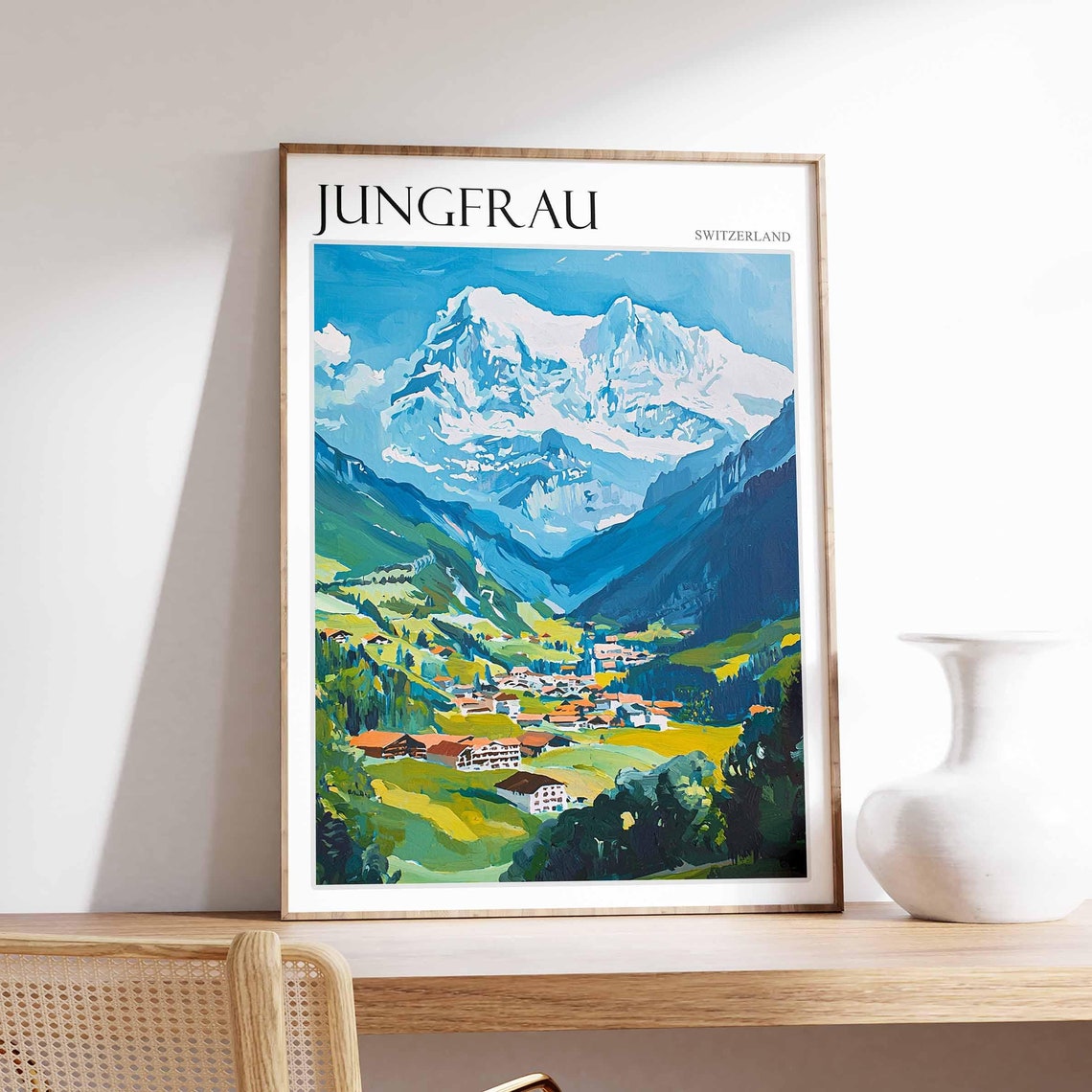 Jungfrau Poster Switzerland Travel Print Swiss Decor Europe Travel Poster European Wall Art Jungfrau Gift Jungfrau Travel Poster