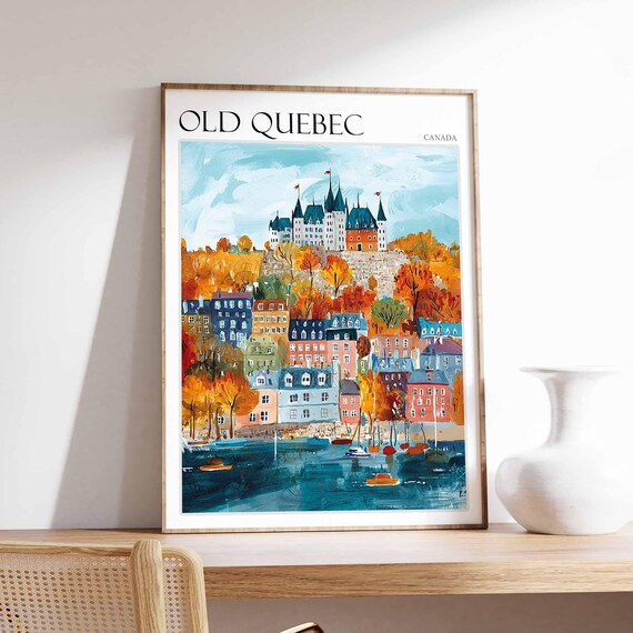 Old Quebec Poster Old Quebec Travel Print Canada Wall Art Canadian Travel Print Tropical Decor City Print Canada Gift