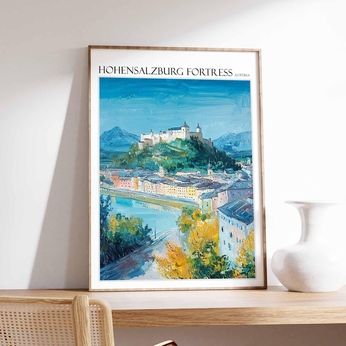 Hohensalzburg Fortress Poster Hohensalzburg Fortress Travel Print Austria Travel Print Europe Travel Poster European Wall Art