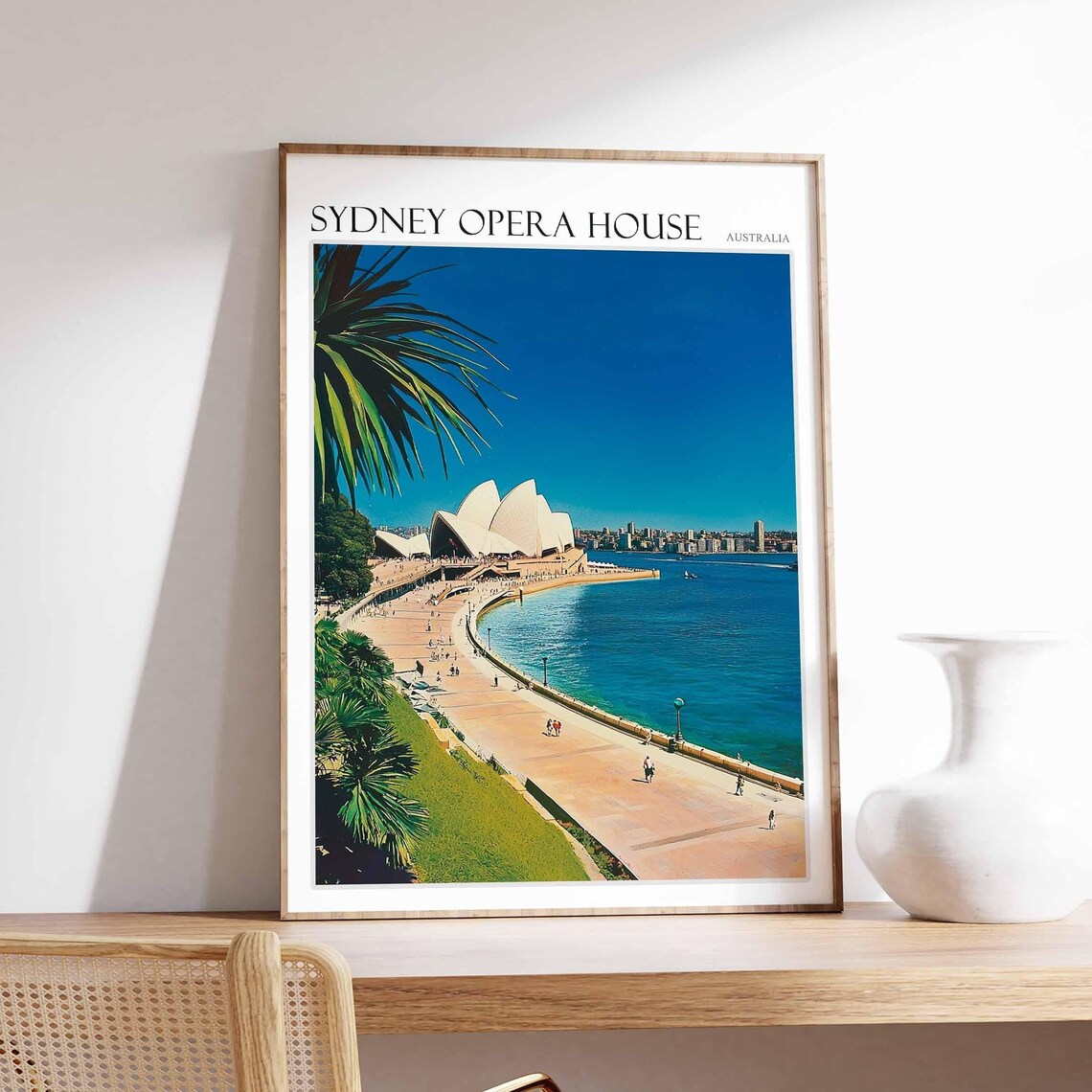 Sydney Opera House Australia Promenade Palm Fronds Blue Sky Poster