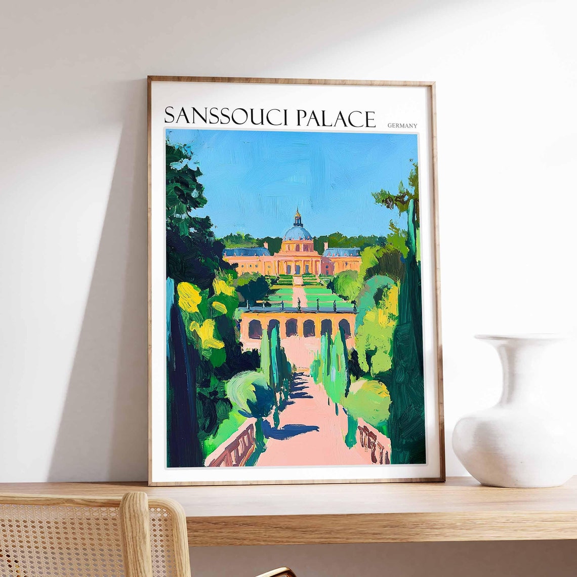 Sanssouci Palace Poster Sanssouci Palace Travel Print German Travel Poster German City Art Travel Poster Travel Wall Art German Gift