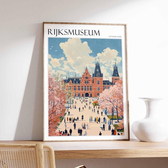 Rijksmuseum Poster Rijksmuseum Travel Print Netherlands Travel Poster Botanical Decor European Travel Print Netherlands Gift