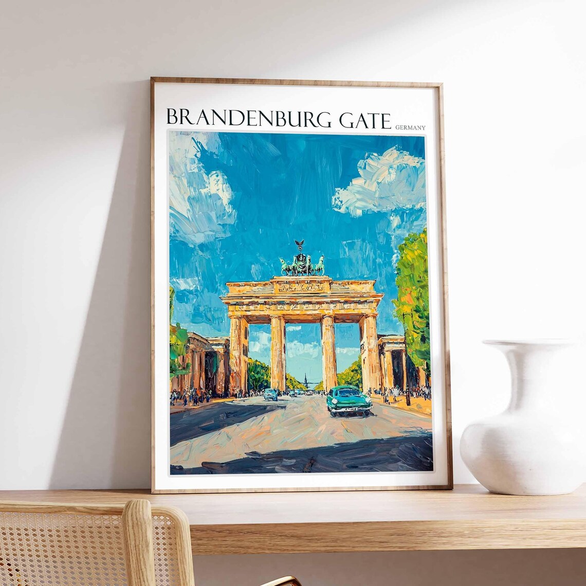 Brandenburg Gate Vintage Car Street View Bold Impressionist Poster