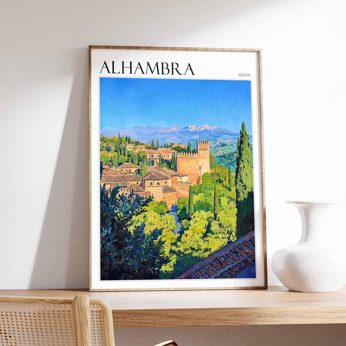 Alhambra Poster Spain Travel Print Spanish Decor Europe Travel Poster European Wall Art Alhambra Gift Alhambra Travel Poster