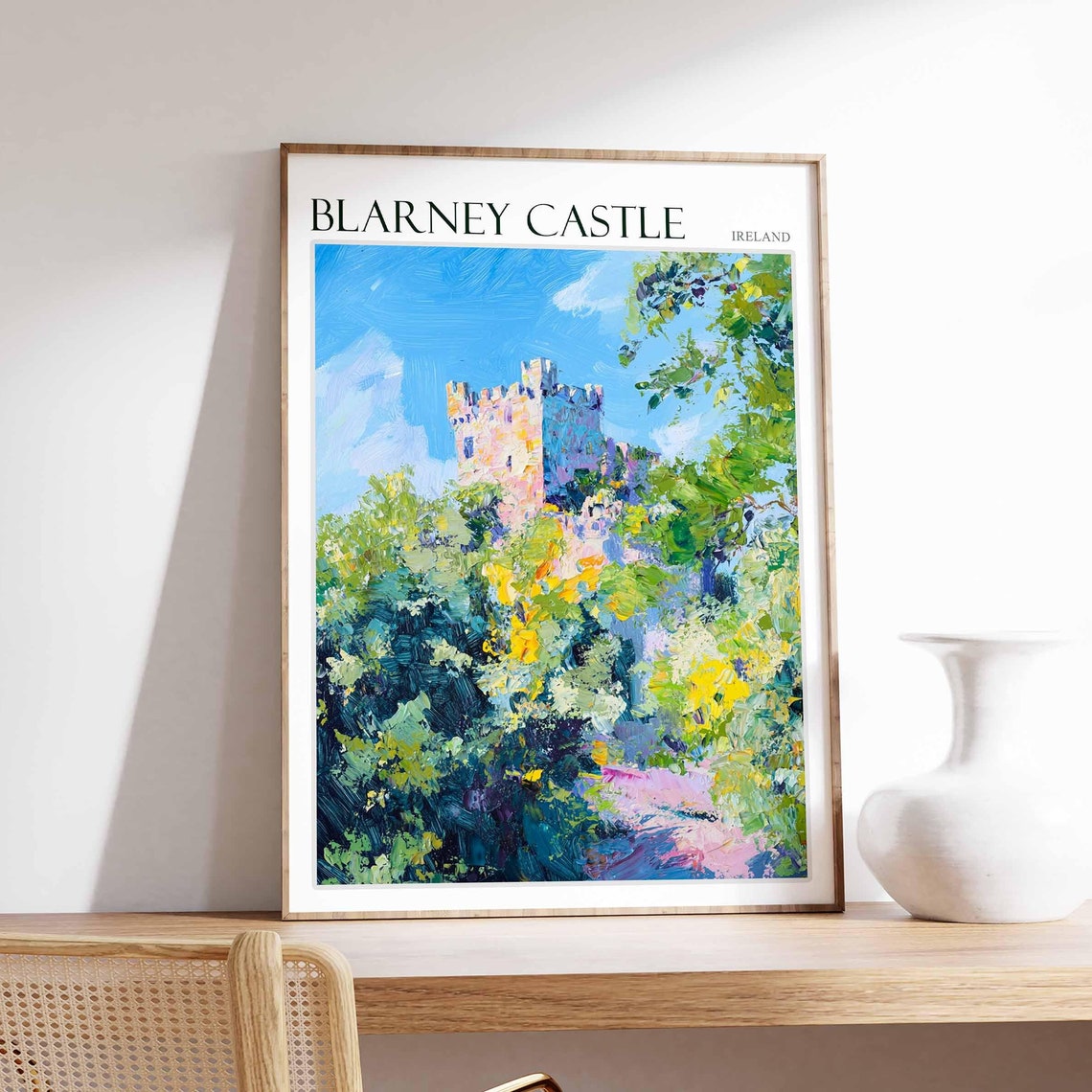 Blarney Castle Tower Blooming Gardens Impressionist Art Poster