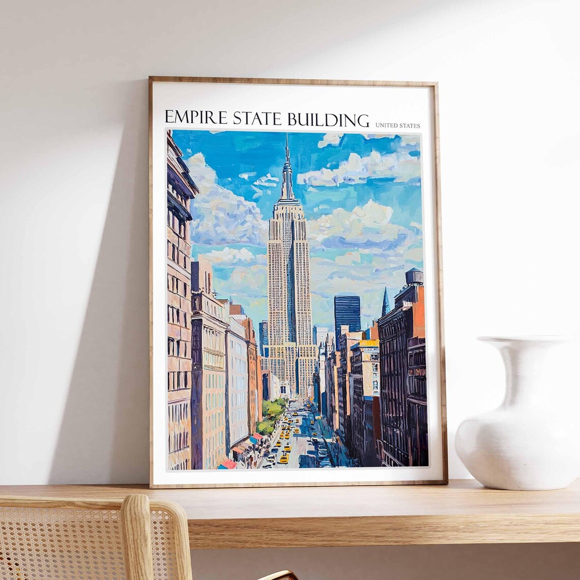 Empire State Building Fifth Avenue Yellow Cabs New York City Poster