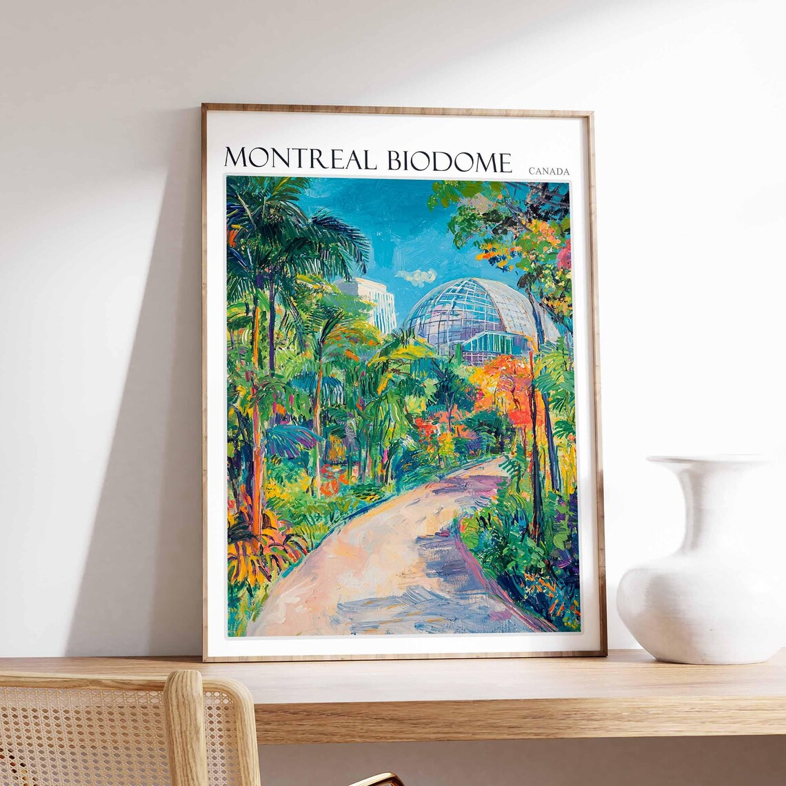 Montreal Biodome Canada Palm Garden Path and Glass Dome Travel Poster