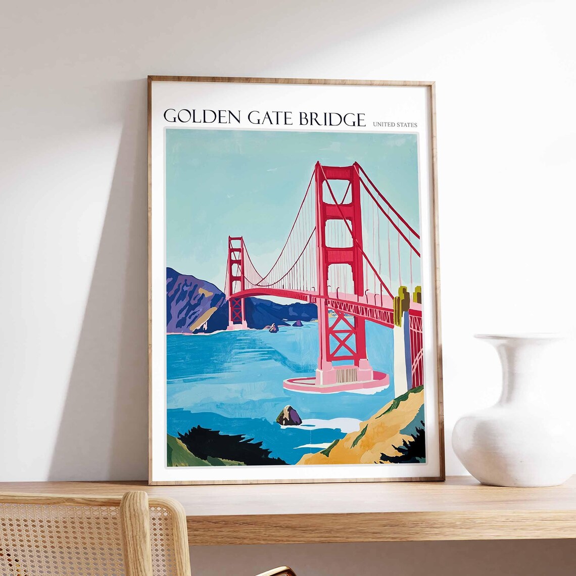 Golden Gate Bridge United States Tower Close Up Coastal Art Poster