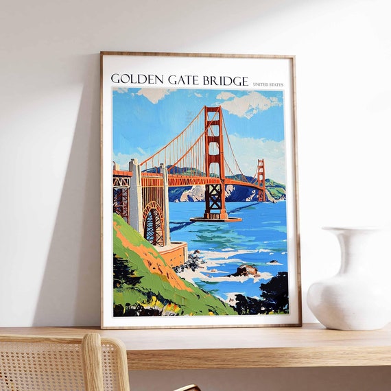 Golden Gate Bridge Poster Golden Gate Bridge Travel Print San Francisco Poster San Francisco Print Usa Travel Print