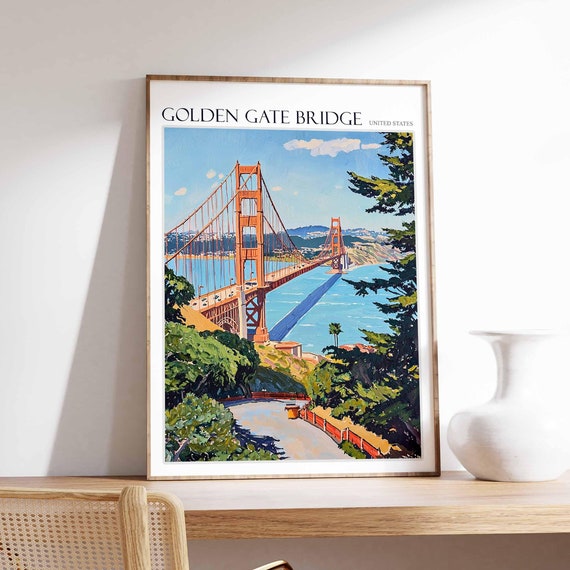 Golden Gate Bridge Poster Golden Gate Bridge Travel Print San Francisco Poster San Francisco Print Usa Travel Print