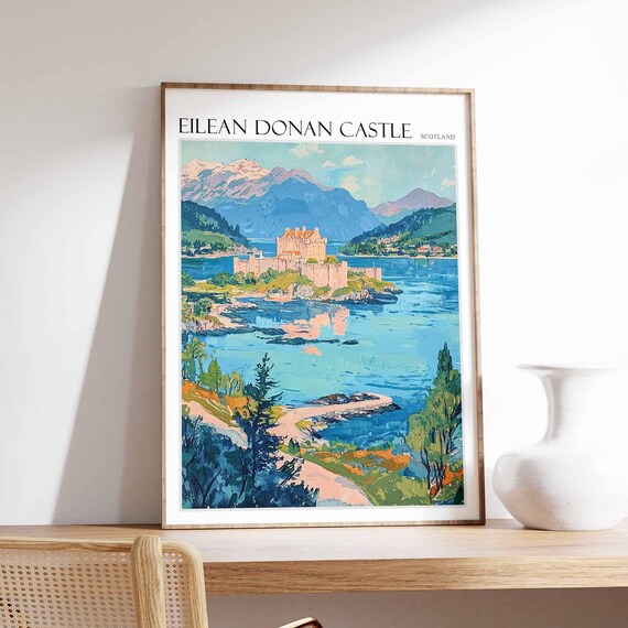 Eilean Donan Castle Poster Eilean Donan Castle Travel Print Scotland Travel Poster Tropical Decor United Kingdom Travel Print