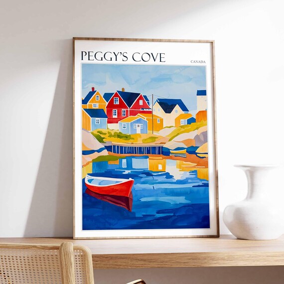 Peggys Cove Poster Peggys Cove Travel Print Tropical Decor Coastal Art Canadian Decor Canada Travel Print Canada Gift