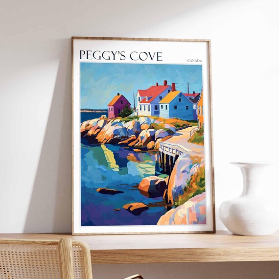 Peggys Cove Poster Peggys Cove Travel Print Tropical Decor Coastal Art Canadian Decor Canada Travel Print Canada Gift
