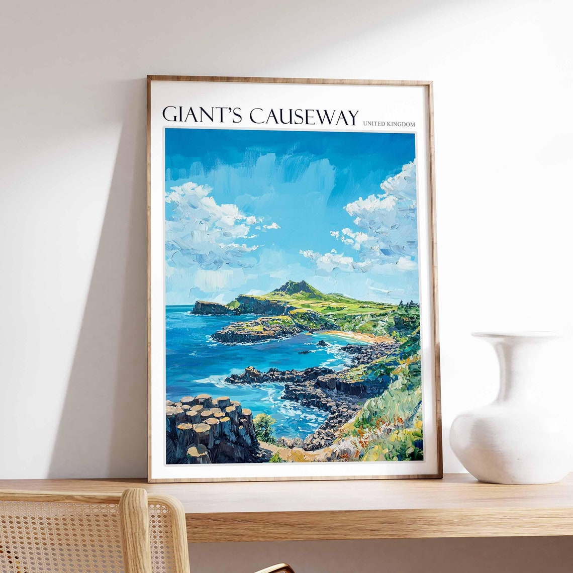 Giants Causeway Poster England Travel Print Giants Causeway Travel Art Giants Causeway Wall Art England Travel Giants Causeway Art