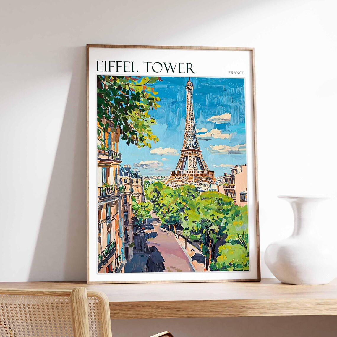 Eiffel Tower Poster Eiffel Tower Travel Print France Wall Art French Travel Print European Decor Paris Gift Paris Travel Poster